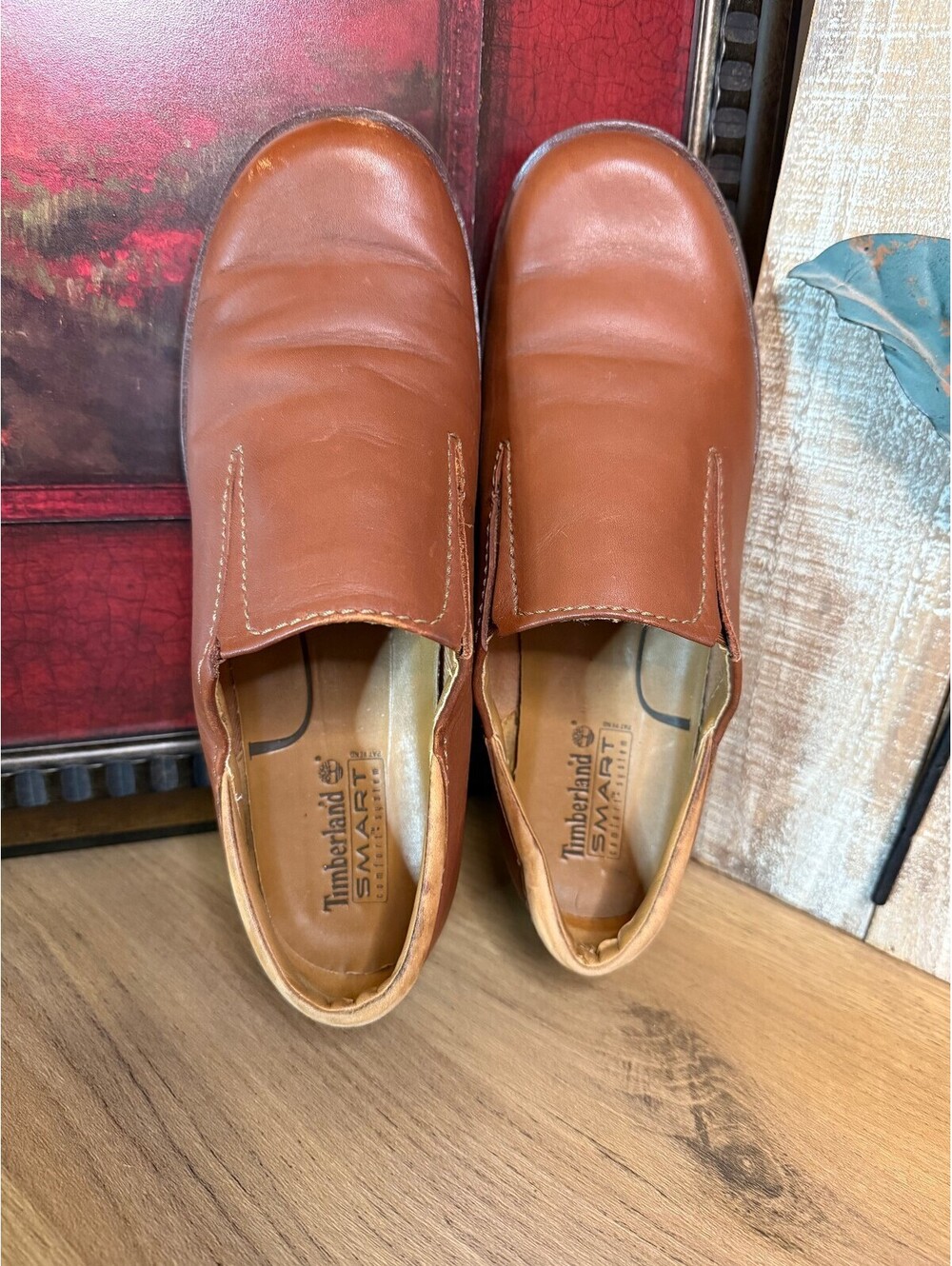 Timberland Men's 9.5M Brown Leather Slip-On SMART Loafers